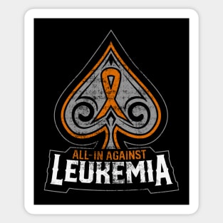 All In Against Leukamia - Orange Poker Charity Ribbon - Vintage Sticker